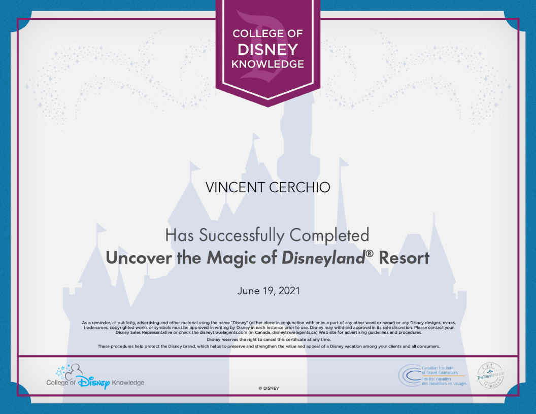 Disney-Disneyland-Certificate